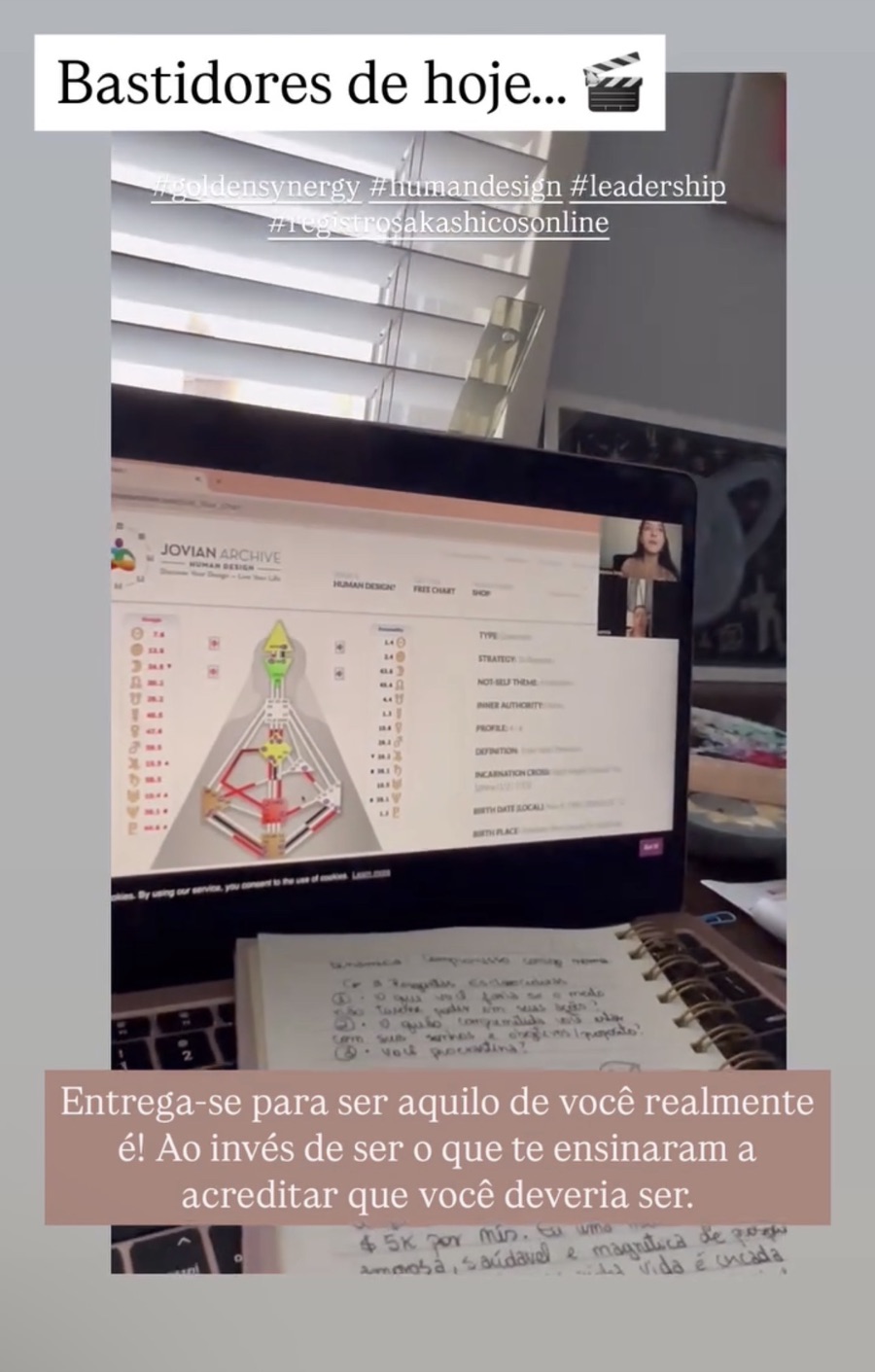 Bastidores de uma sessão de Human Design